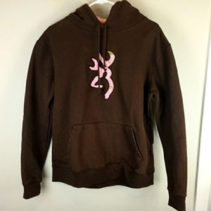 Browning Deer Applique Sweatshirt Pink Camo XL